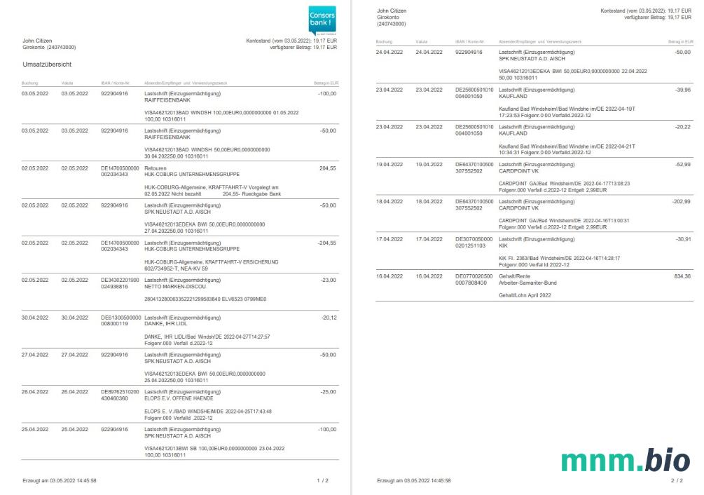 Niemcy Commerzbank oświadczenie szablon w Word i PDF